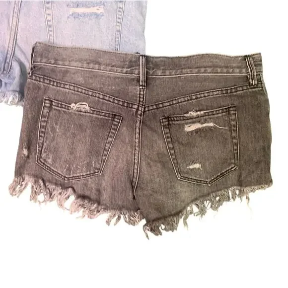 We the Free 2PR Loving Good Vibrations‎ Distressed Denim Shorts sz 26 - Picture 7 of 11